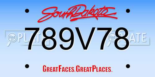 789V78 South Dakota License Plate