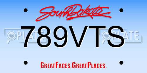 789VTS South Dakota License Plate