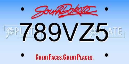 789VZ5 South Dakota License Plate