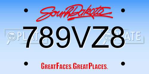 789VZ8 South Dakota License Plate