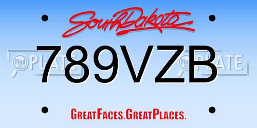 789VZB South Dakota License Plate
