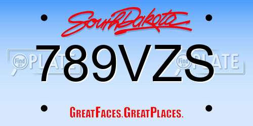 789VZS South Dakota License Plate