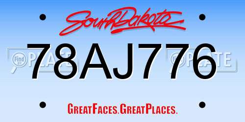 78AJ776 South Dakota License Plate