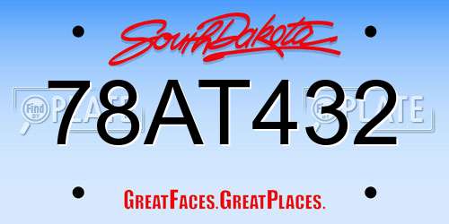 78AT432 South Dakota License Plate