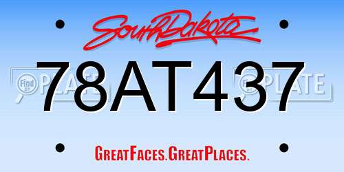 78AT437 South Dakota License Plate