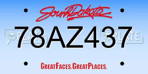 78AZ437 South Dakota License Plate
