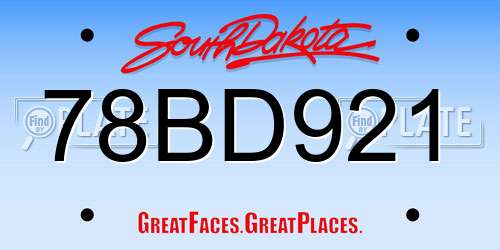 78BD921 South Dakota License Plate