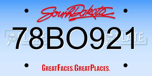 78BO921 South Dakota License Plate