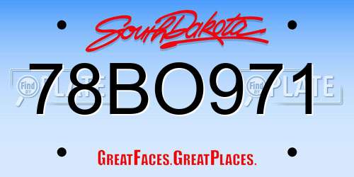 78BO971 South Dakota License Plate