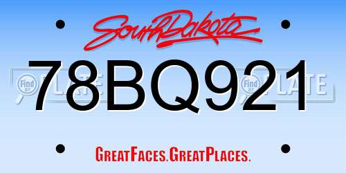 78BQ921 South Dakota License Plate