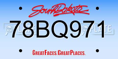 78BQ971 South Dakota License Plate