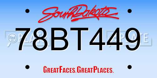 78BT449 South Dakota License Plate