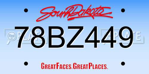 78BZ449 South Dakota License Plate