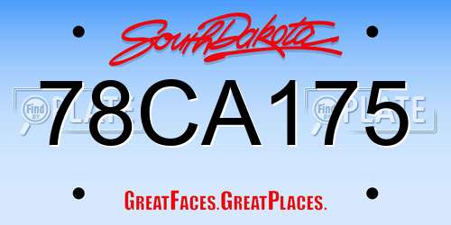 78CA175 South Dakota License Plate