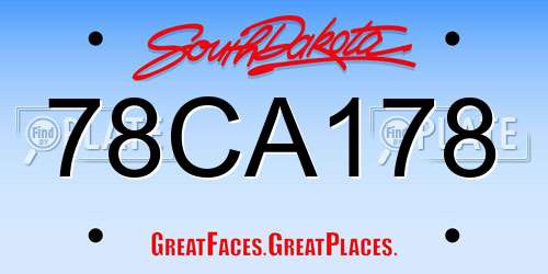 78CA178 South Dakota License Plate