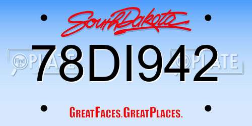78DI942 South Dakota License Plate