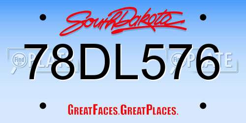 78DL576 South Dakota License Plate