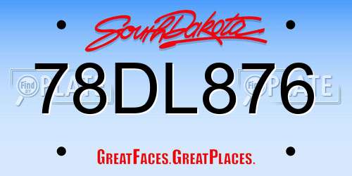 78DL876 South Dakota License Plate