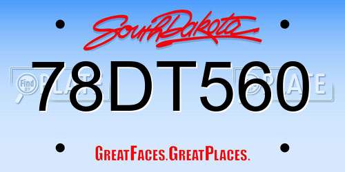 78DT560 South Dakota License Plate