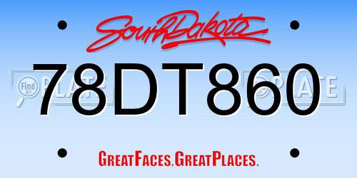 78DT860 South Dakota License Plate
