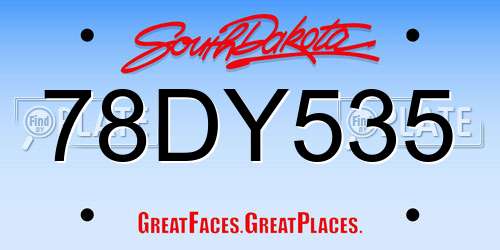 78DY535 South Dakota License Plate