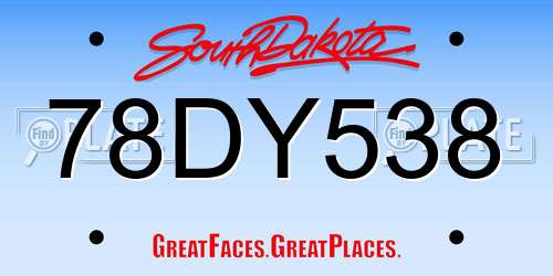 78DY538 South Dakota License Plate