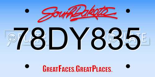 78DY835 South Dakota License Plate