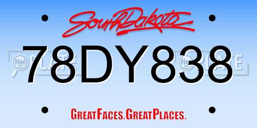 78DY838 South Dakota License Plate