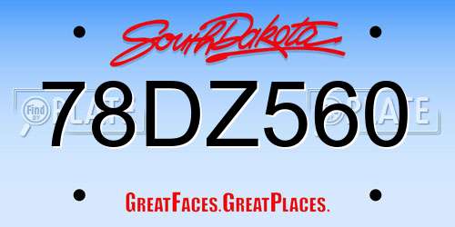 78DZ560 South Dakota License Plate
