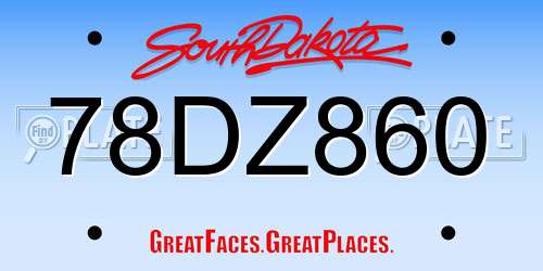 78DZ860 South Dakota License Plate