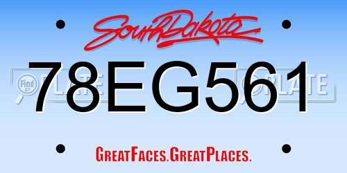78EG561 South Dakota License Plate