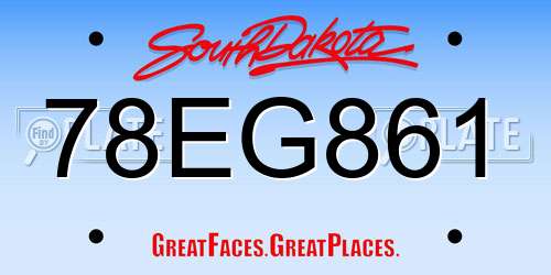 78EG861 South Dakota License Plate