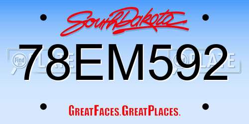 78EM592 South Dakota License Plate