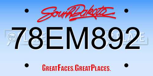 78EM892 South Dakota License Plate