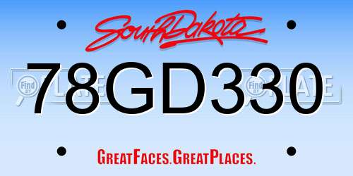 78GD330 South Dakota License Plate