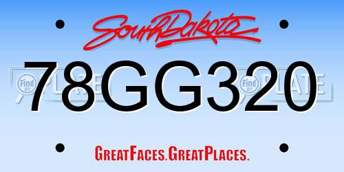 78GG320 South Dakota License Plate