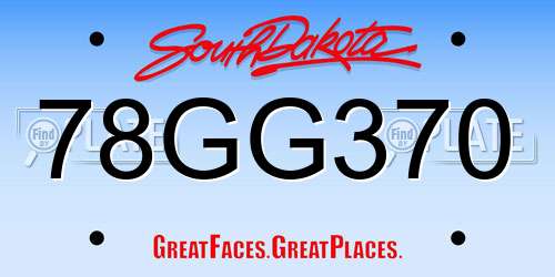 78GG370 South Dakota License Plate