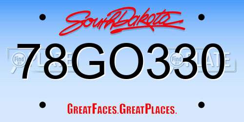 78GO330 South Dakota License Plate