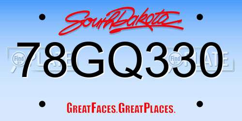 78GQ330 South Dakota License Plate