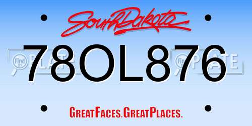 78OL876 South Dakota License Plate