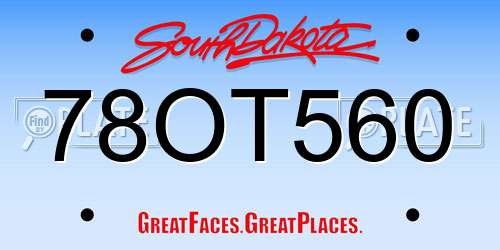 78OT560 South Dakota License Plate