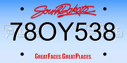 78OY538 South Dakota License Plate