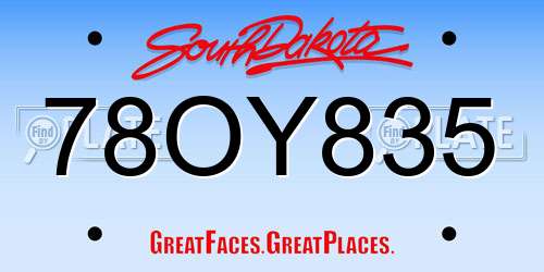 78OY835 South Dakota License Plate