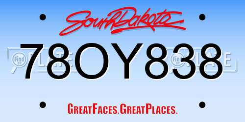 78OY838 South Dakota License Plate