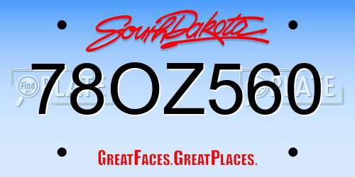 78OZ560 South Dakota License Plate