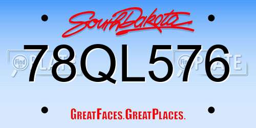 78QL576 South Dakota License Plate