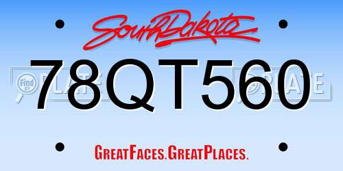 78QT560 South Dakota License Plate