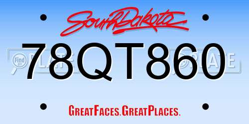78QT860 South Dakota License Plate