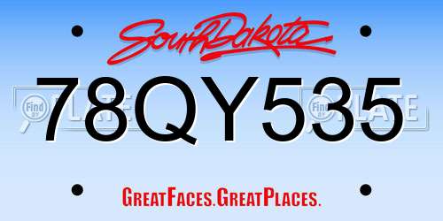 78QY535 South Dakota License Plate