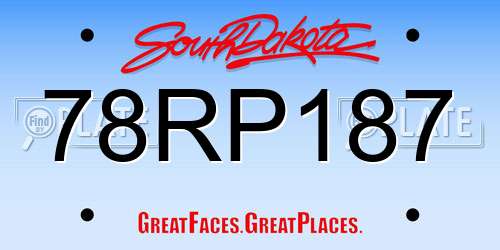 78RP187 South Dakota License Plate